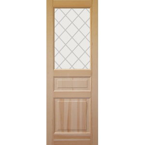 Дверь деревянная межкомнатная из массива бессучковой сосны, Классик, 3 филенки, со стеклом